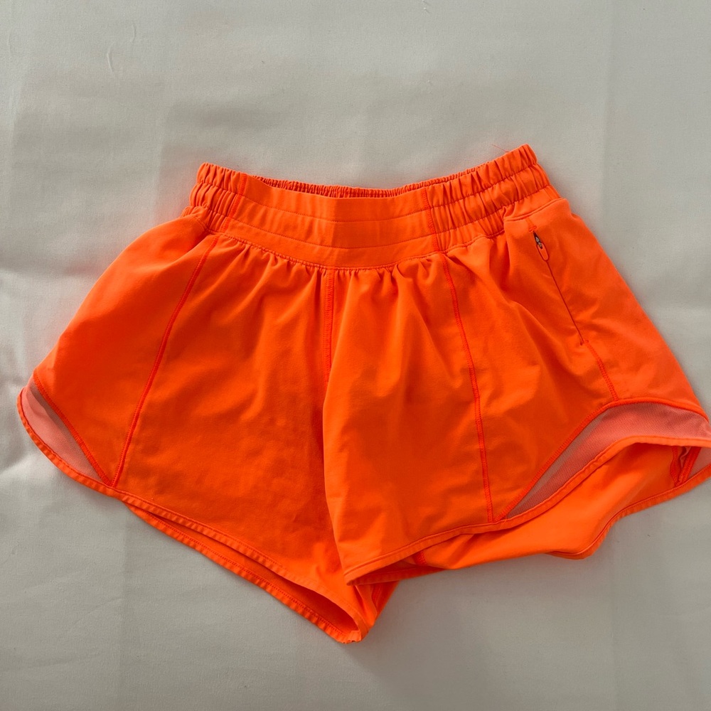 orange lululemon shorts